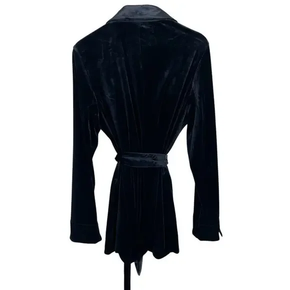 J.Jill Wearever Collection Velvet One Button Belted Blazer Black Women's Sm NEW - Picture 10 of 14